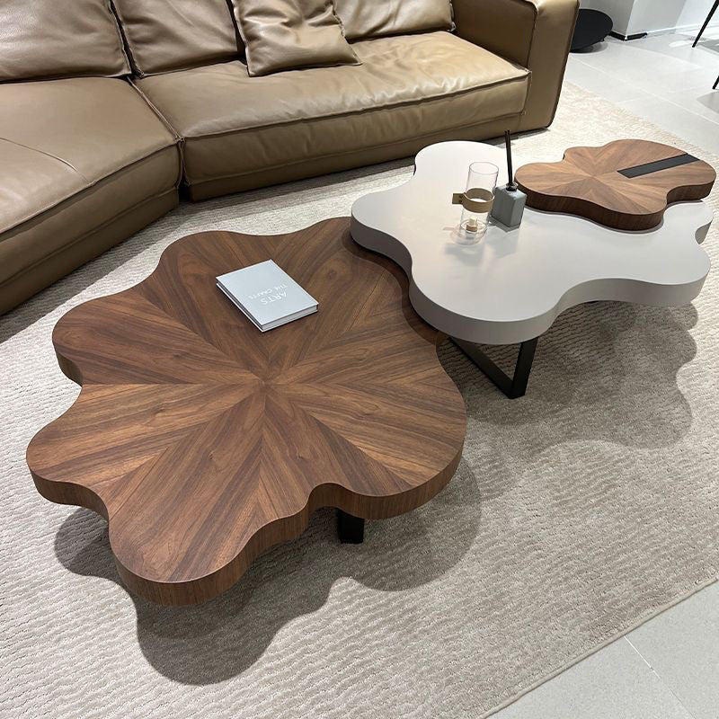 Modern Minimalist Cloud-Shaped Solid Wood Eco-Board Coffee Table 4-Leg Sturdy For Living Room