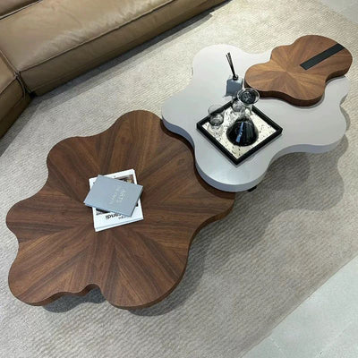 Modern Minimalist Cloud-Shaped Solid Wood Eco-Board Coffee Table 4-Leg Sturdy For Living Room