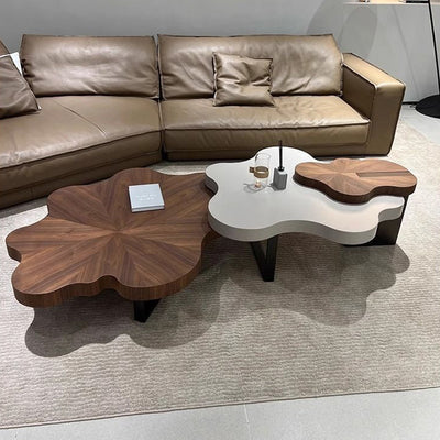 Modern Minimalist Cloud-Shaped Solid Wood Eco-Board Coffee Table 4-Leg Sturdy For Living Room