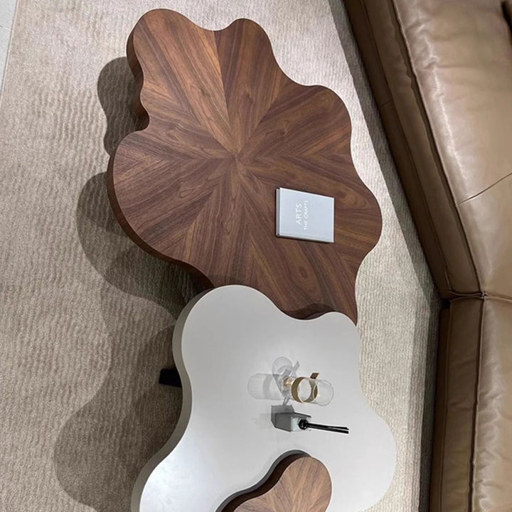 Modern Minimalist Cloud-Shaped Solid Wood Eco-Board Coffee Table 4-Leg Sturdy For Living Room