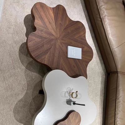 Modern Minimalist Cloud-Shaped Solid Wood Eco-Board Coffee Table 4-Leg Sturdy For Living Room