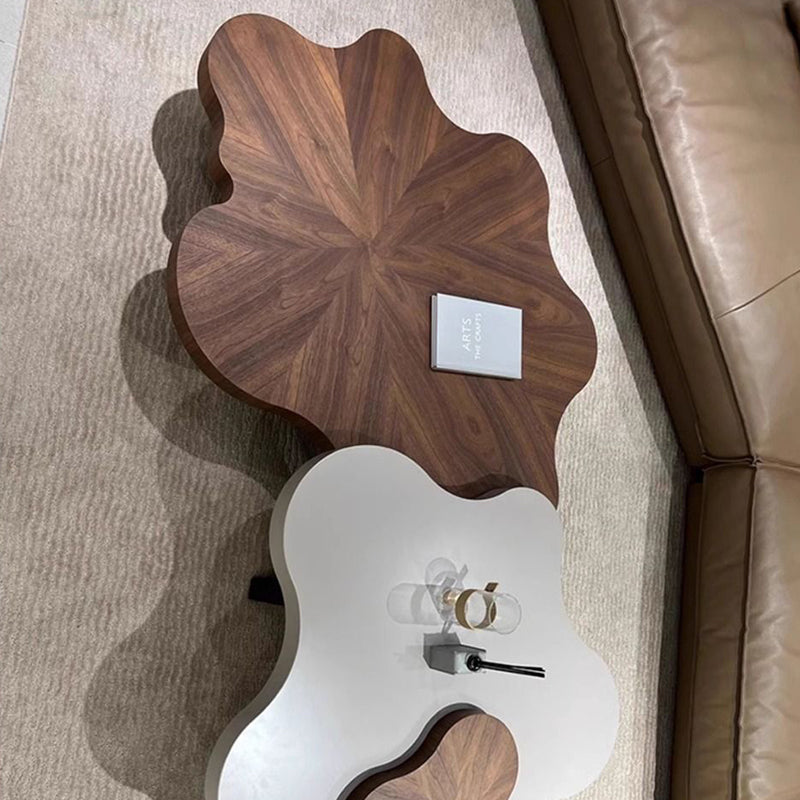 Modern Minimalist Cloud-Shaped Solid Wood Eco-Board Coffee Table 4-Leg Sturdy For Living Room