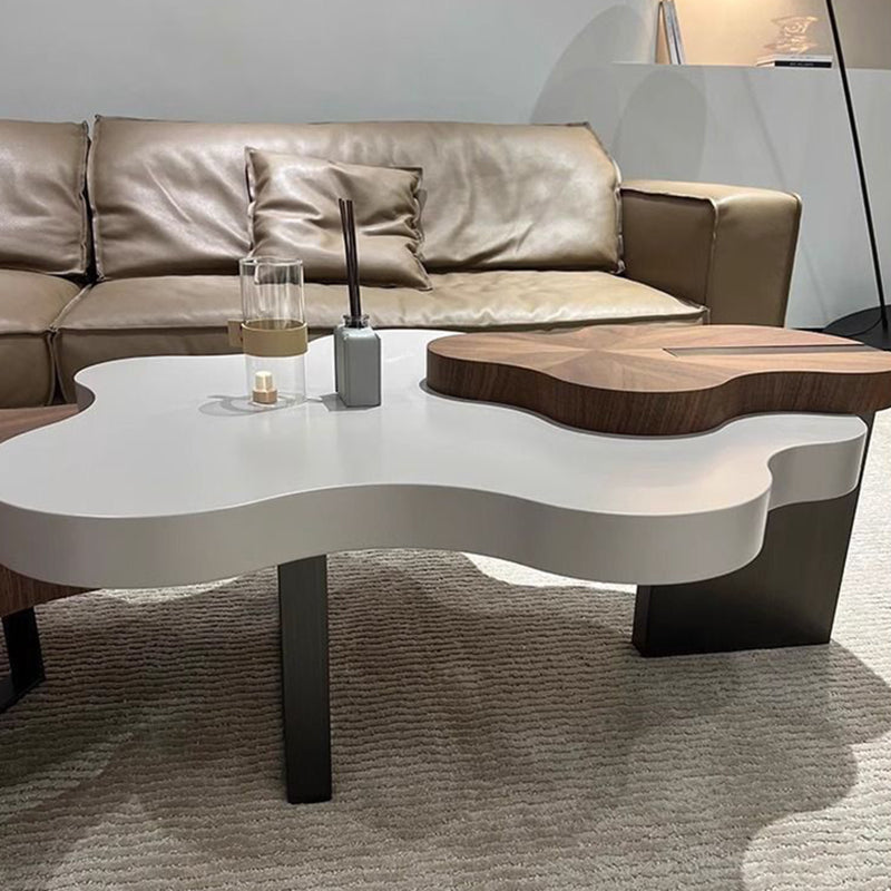 Modern Minimalist Cloud-Shaped Solid Wood Eco-Board Coffee Table 4-Leg Sturdy For Living Room