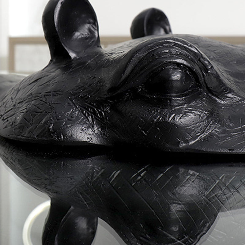 Modern Minimalist Hippopotamus-Shape Round Fiberglass Glass Coffee Table 4-Leg Sturdy For Living Room