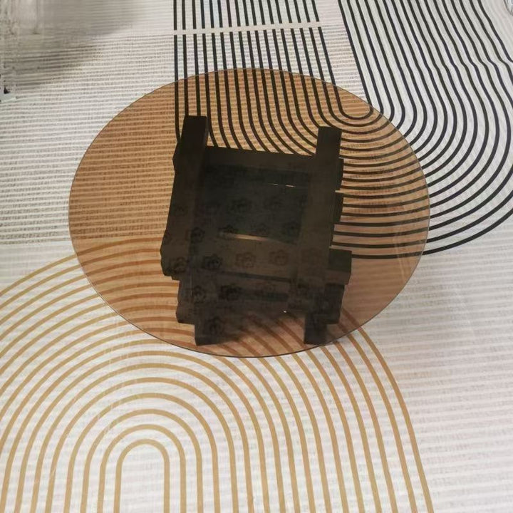 Mesa de café redonda minimalista moderna de madera maciza y vidrio resistente a la corrosión para sala de estar 