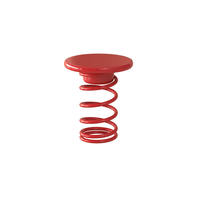 Modern Creative Spring-Shaped Metal Solid Wood Side Table Sturdy For Living Room