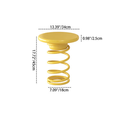 Modern Creative Spring-Shaped Metal Solid Wood Side Table Sturdy For Living Room