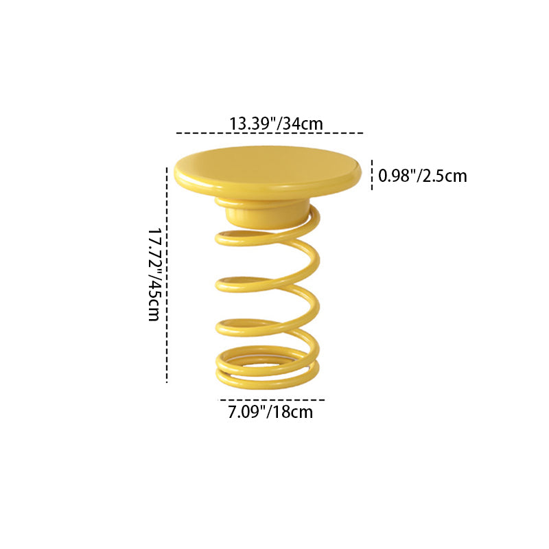 Modern Creative Spring-Shaped Metal Solid Wood Side Table Sturdy For Living Room