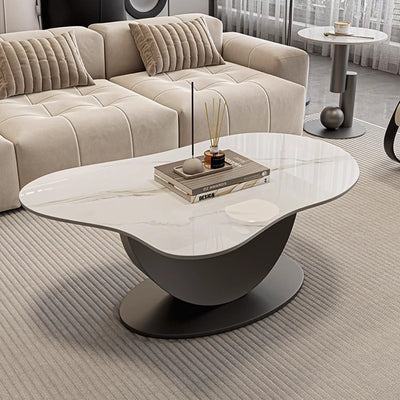 Modern Minimalist Cloud-Shaped Stone Slab Iron Coffee Table Eco-Friendly Durable For Living Room
