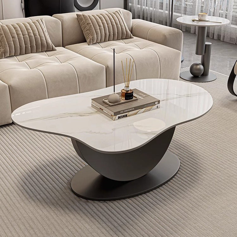 Modern Minimalist Cloud-Shaped Stone Slab Iron Coffee Table Eco-Friendly Durable For Living Room