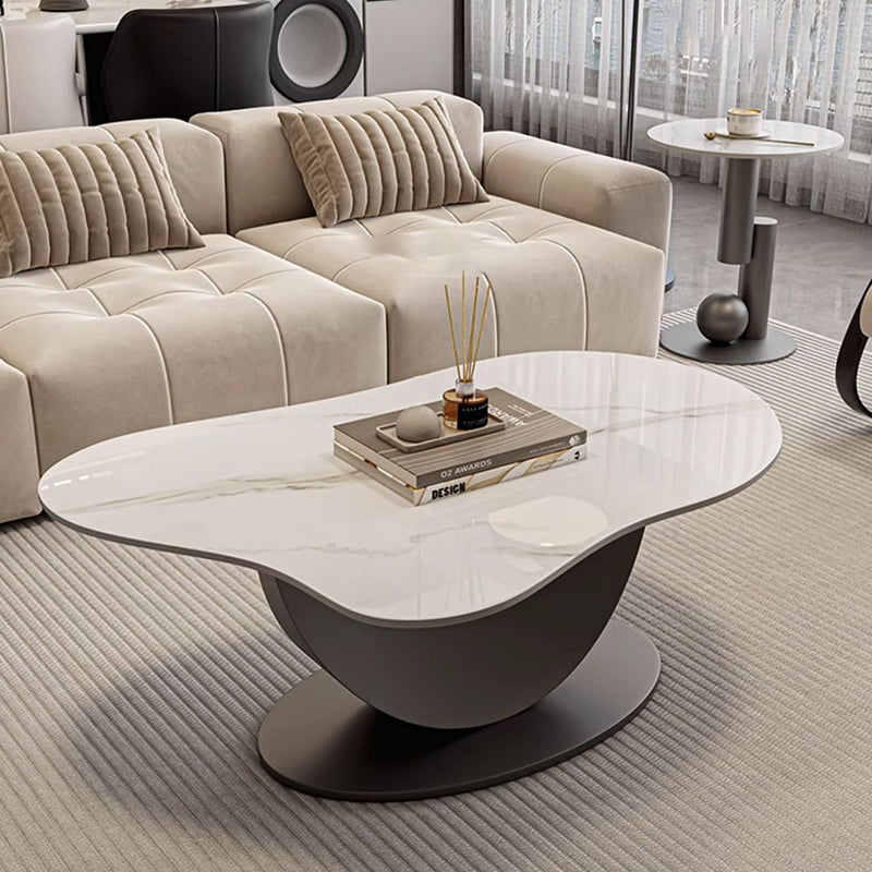 Modern Minimalist Cloud-Shaped Stone Slab Iron Coffee Table Eco-Friendly Durable For Living Room
