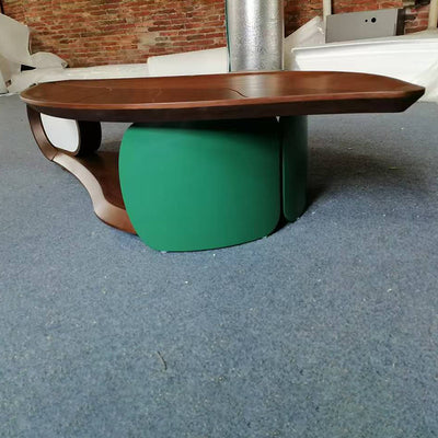 Modern Minimalist Leaf-Shaped Solid Wood Artificial Board Coffee Table 2-Tier For Living Room