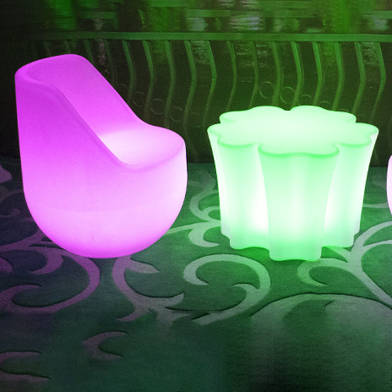 Modern Minimalist Petal-Shaped Polyethylene Coffee Table LED Light Beads Multicolor Glow Eco-Friendly For Living Room