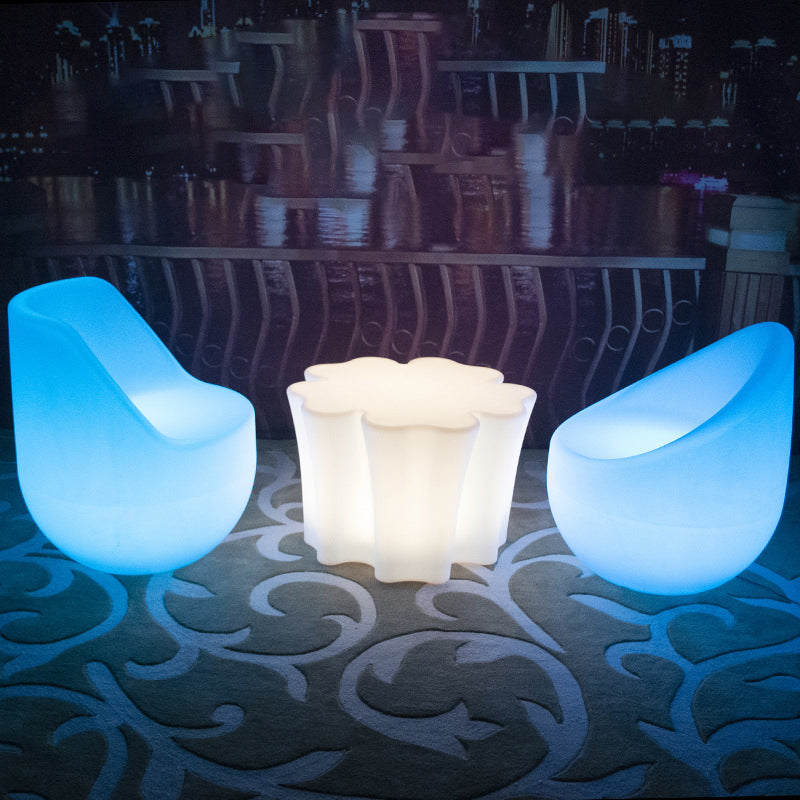 Modern Minimalist Petal-Shaped Polyethylene Coffee Table LED Light Beads Multicolor Glow Eco-Friendly For Living Room