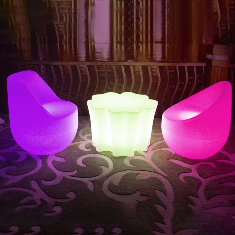 Modern Minimalist Petal-Shaped Polyethylene Coffee Table LED Light Beads Multicolor Glow Eco-Friendly For Living Room