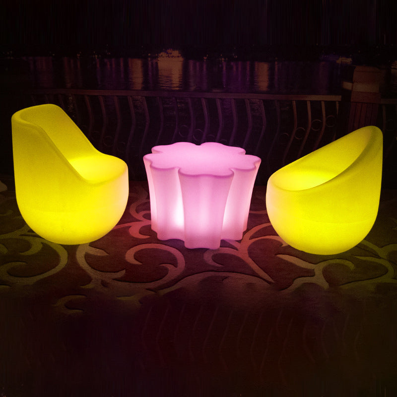 Modern Minimalist Petal-Shaped Polyethylene Coffee Table LED Light Beads Multicolor Glow Eco-Friendly For Living Room