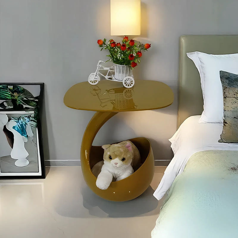 Modern Minimalist Round Polyurethane Microcrystalline Stone Side Table 2-Tier For Living Room