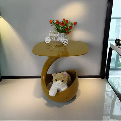 Modern Minimalist Round Polyurethane Microcrystalline Stone Side Table 2-Tier For Living Room