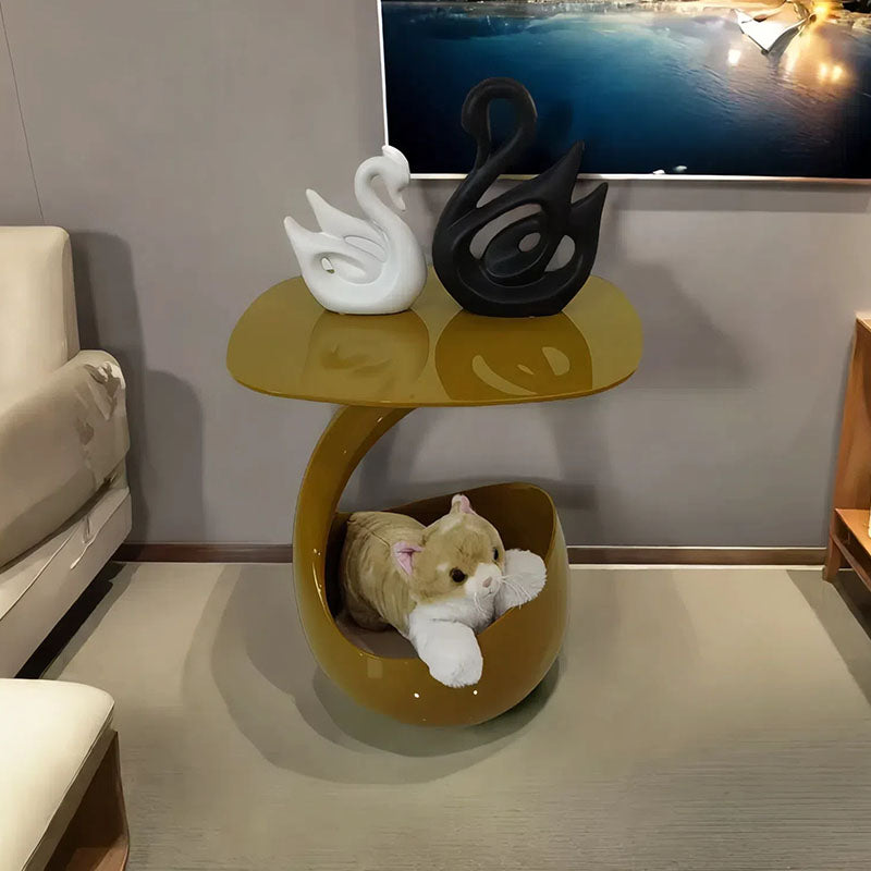 Modern Minimalist Round Polyurethane Microcrystalline Stone Side Table 2-Tier For Living Room