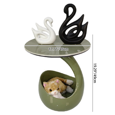 Modern Minimalist Round Polyurethane Microcrystalline Stone Side Table 2-Tier For Living Room