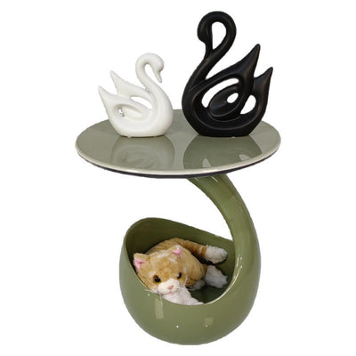 Modern Minimalist Round Polyurethane Microcrystalline Stone Side Table 2-Tier For Living Room