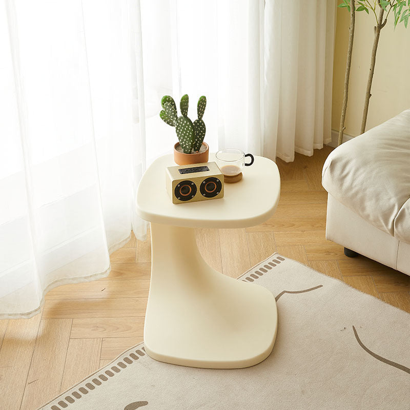 Modern Minimalist Square Plastic Side Table Artistic Curved Design For Living Room