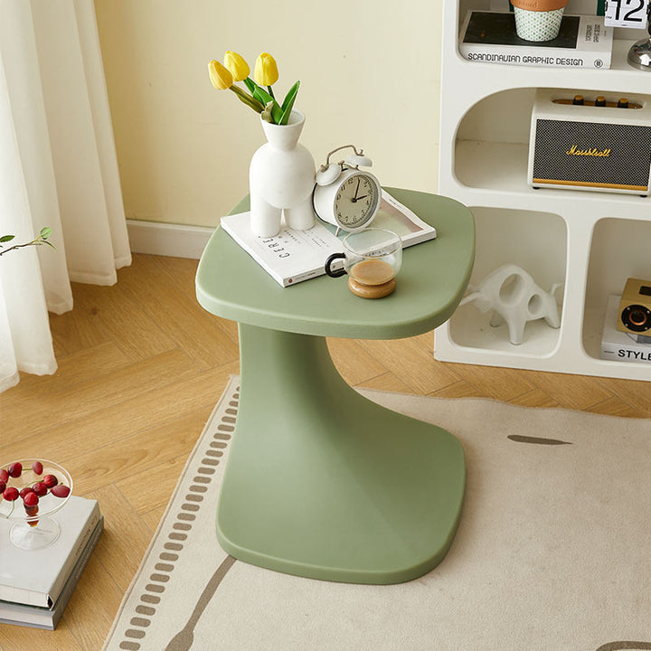 Modern Minimalist Square Plastic Side Table Artistic Curved Design For Living Room