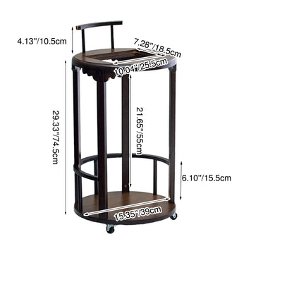 Modern Minimalist Round Bamboo Side Table 2-Tier Sturdy Movable For Living Room