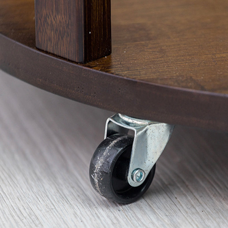 Modern Minimalist Round Bamboo Side Table 2-Tier Sturdy Movable For Living Room