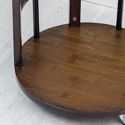 Modern Minimalist Round Bamboo Side Table 2-Tier Sturdy Movable For Living Room