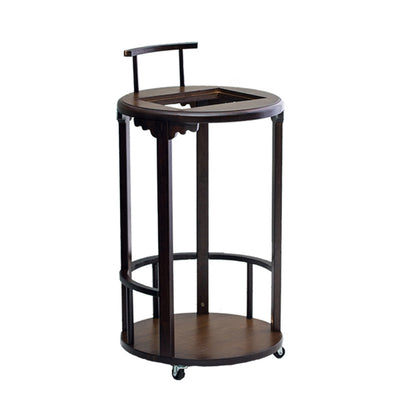 Modern Minimalist Round Bamboo Side Table 2-Tier Sturdy Movable For Living Room