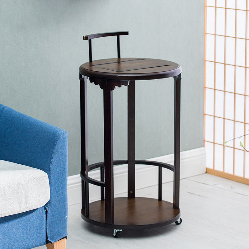 Modern Minimalist Round Bamboo Side Table 2-Tier Sturdy Movable For Living Room