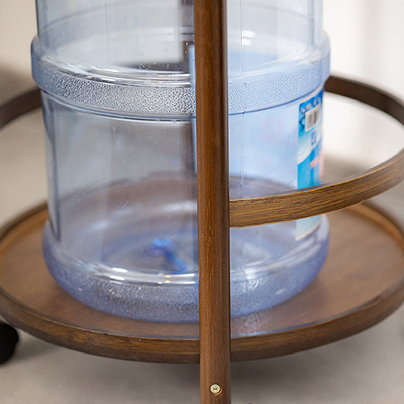 Modern Minimalist Round Bamboo Side Table 2-Tier Sturdy Movable For Living Room