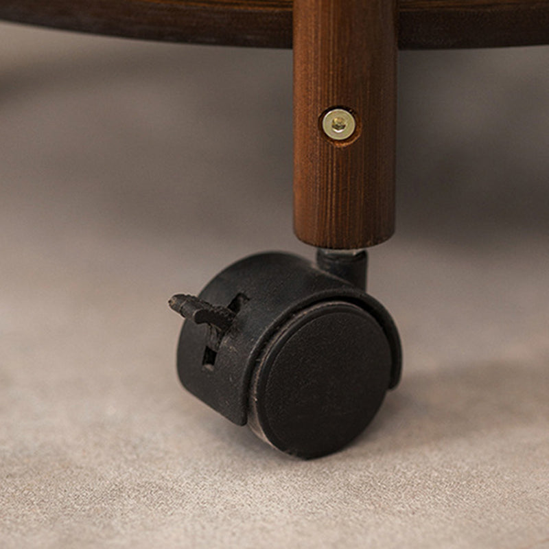 Modern Minimalist Round Bamboo Side Table 2-Tier Sturdy Movable For Living Room