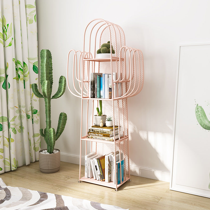Étagères à livres en fer en forme de cactus, minimalistes modernes, 4 niveaux, artistiques et durables pour salon 