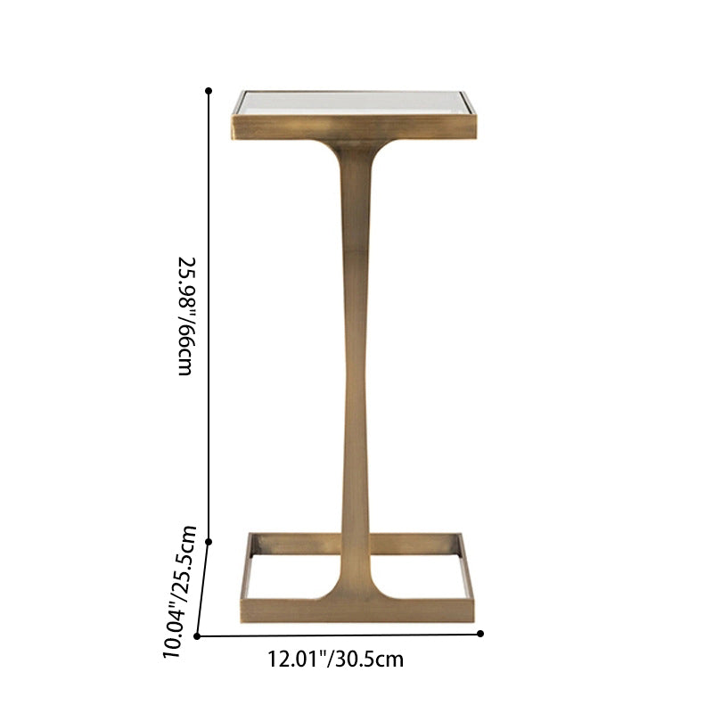 Modern Minimalist Rectangular Glass Iron Side Table Durable For Living Room