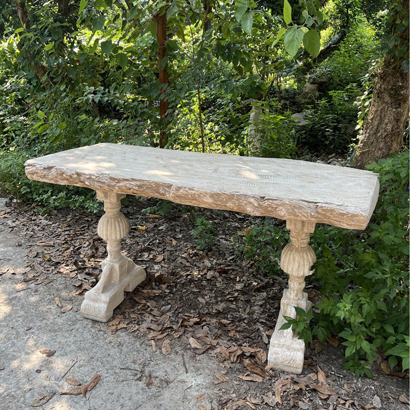 Traditional Vintage Rectangular Magnesium Oxide Outdoor Coffee Table 2-Leg Durable For Garden