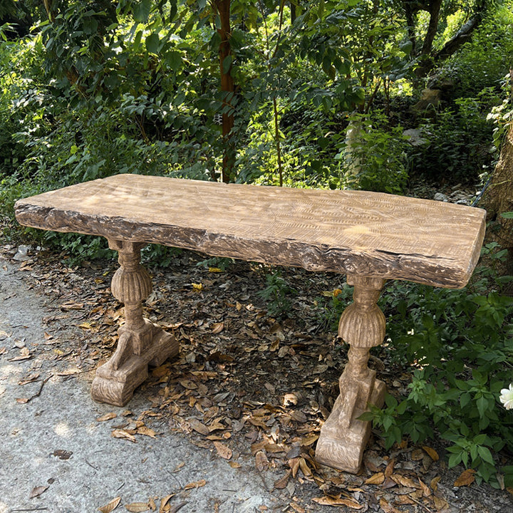 Traditional Vintage Rectangular Magnesium Oxide Outdoor Coffee Table 2-Leg Durable For Garden