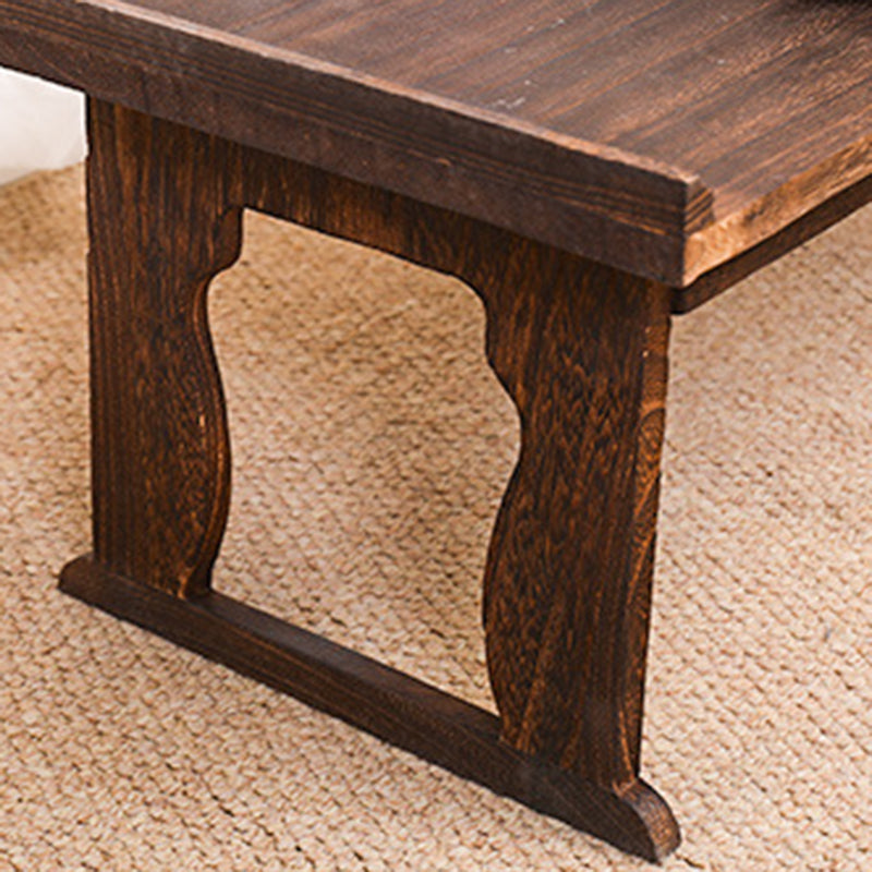 Table basse rectangulaire vintage traditionnelle en bois massif à 2 pieds, pliable pour salon 