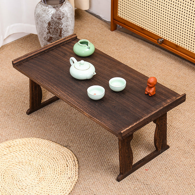 Table basse rectangulaire vintage traditionnelle en bois massif à 2 pieds, pliable pour salon 