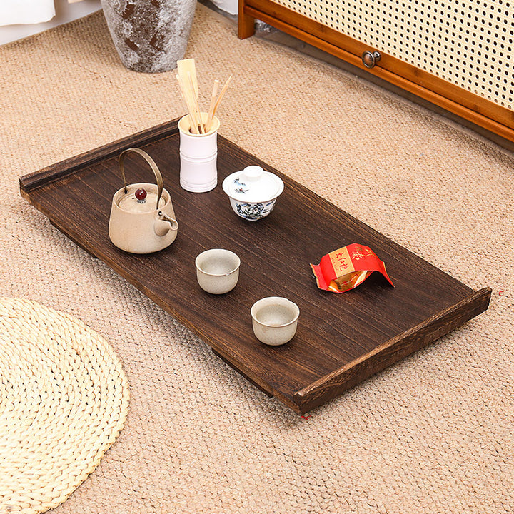Table basse rectangulaire vintage traditionnelle en bois massif à 2 pieds, pliable pour salon 