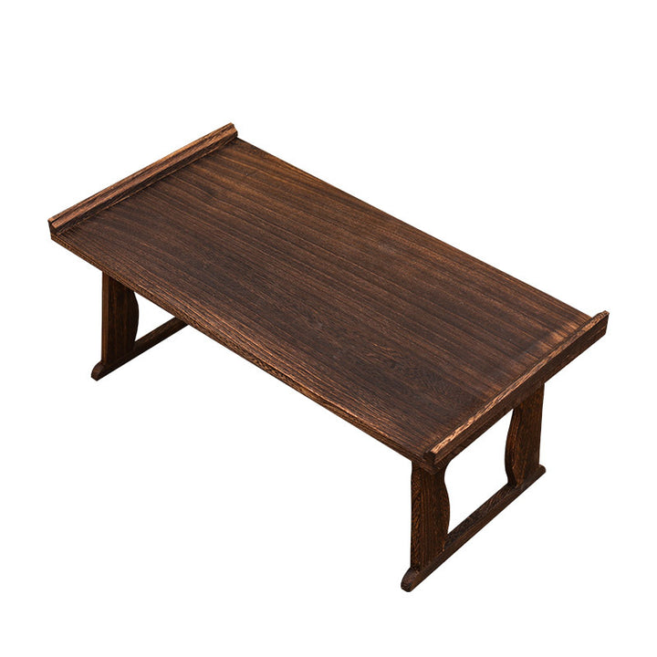 Table basse rectangulaire vintage traditionnelle en bois massif à 2 pieds, pliable pour salon 