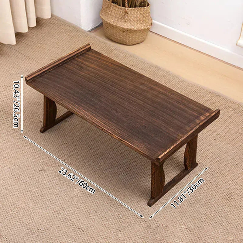 Table basse rectangulaire vintage traditionnelle en bois massif à 2 pieds, pliable pour salon 