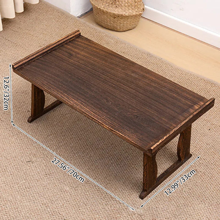 Table basse rectangulaire vintage traditionnelle en bois massif à 2 pieds, pliable pour salon 