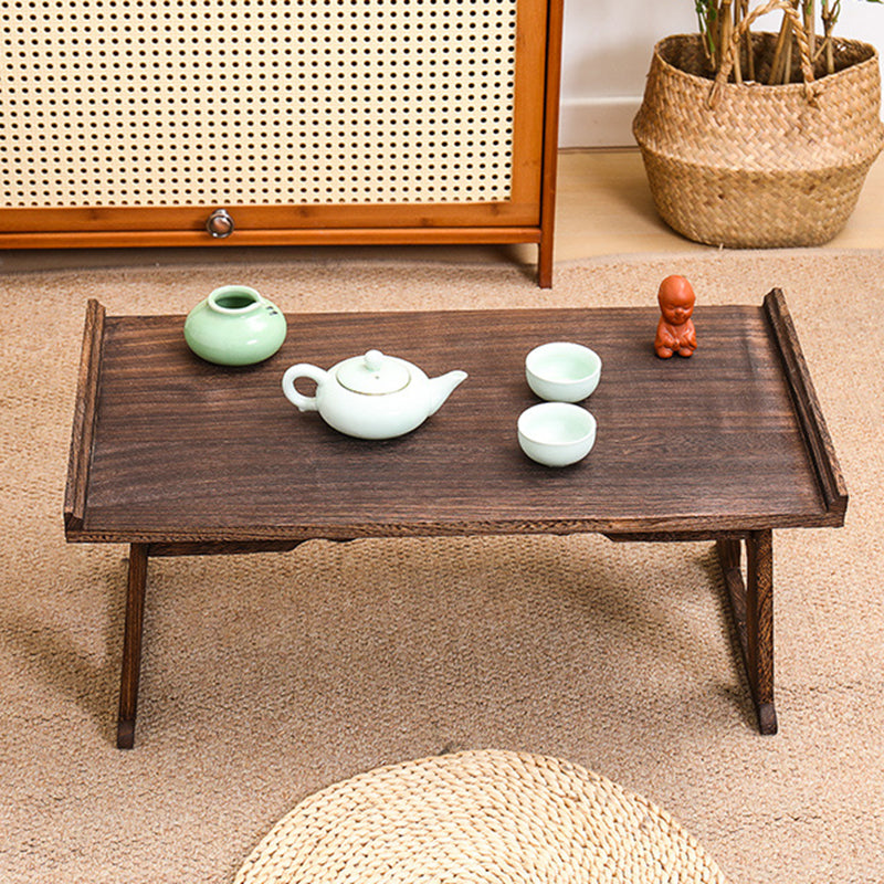 Table basse rectangulaire vintage traditionnelle en bois massif à 2 pieds, pliable pour salon 