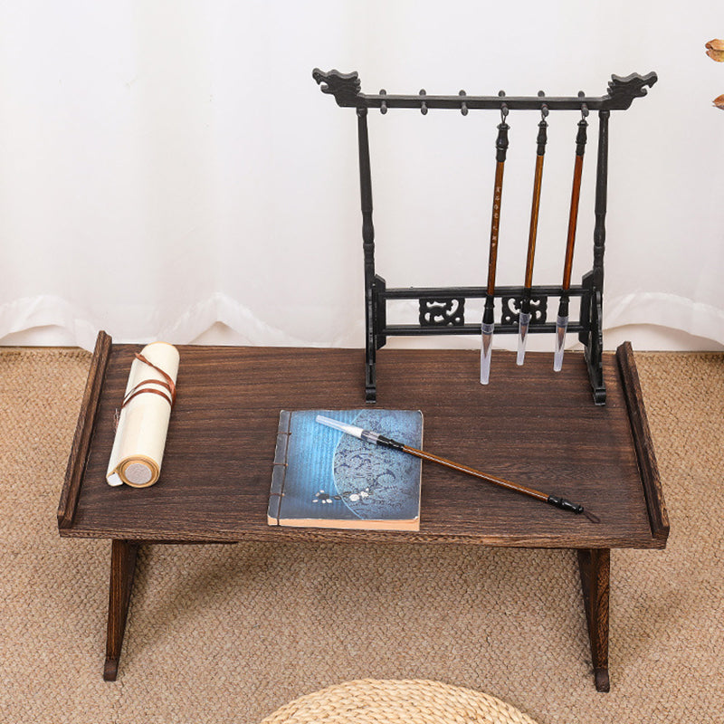 Table basse rectangulaire vintage traditionnelle en bois massif à 2 pieds, pliable pour salon 