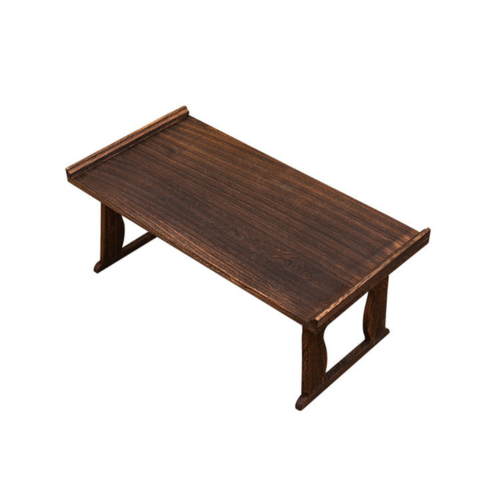 Table basse rectangulaire vintage traditionnelle en bois massif à 2 pieds, pliable pour salon 