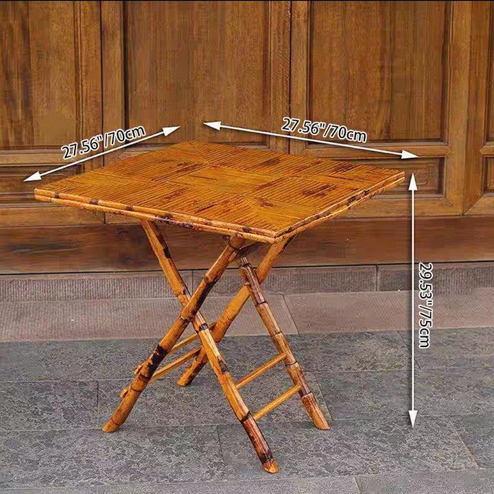 Traditioneller Vintage runder quadratischer Massivholz-Bambus-Außentisch mit 2-Bein-Klappfunktion für den Garten 