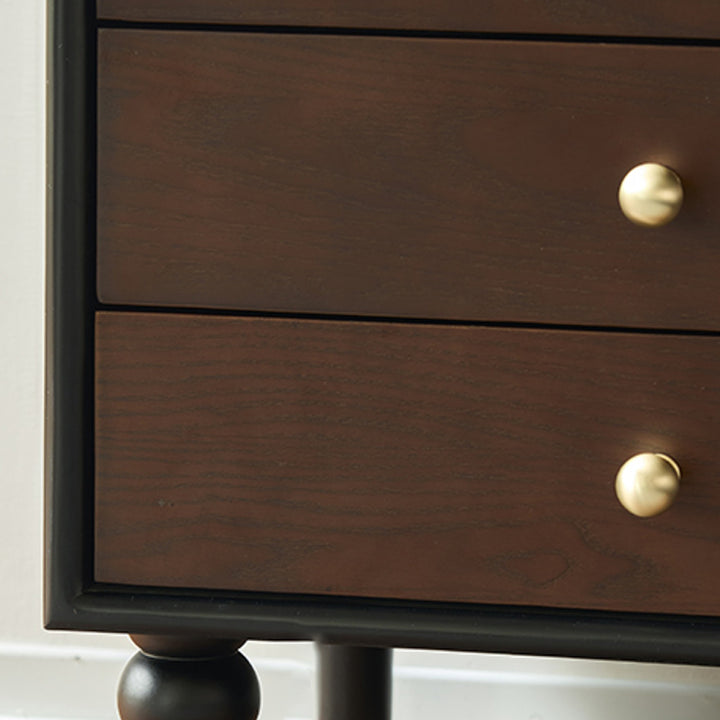 Traditional Vintage Rectangular Solid Wood Nightstand 3-Drawer 1-Cabinet 4-Leg For Bedroom