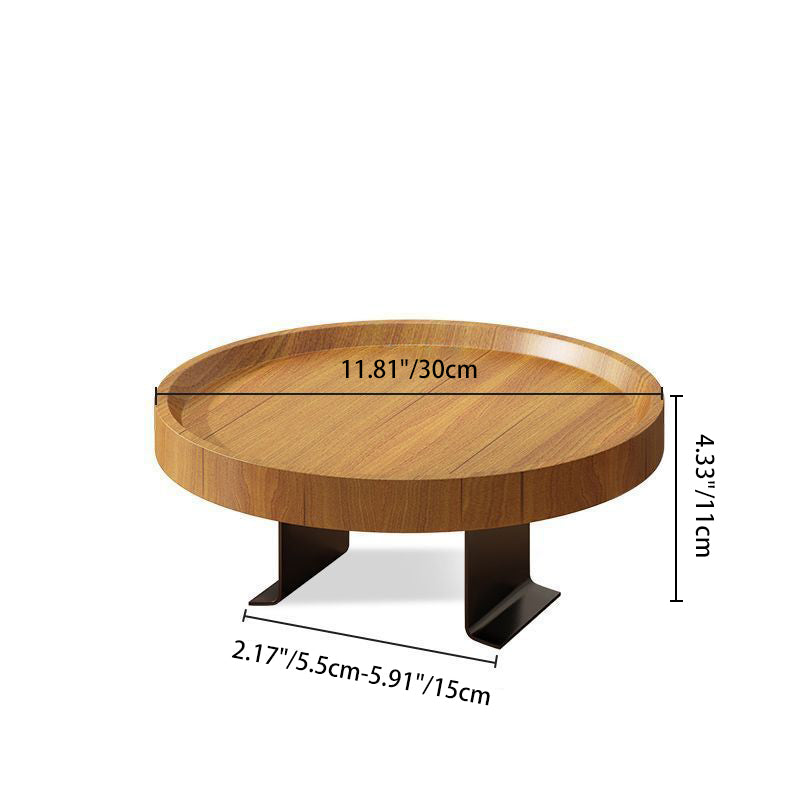 Modern Minimalist Round Solid Wood Iron Side Table 2-Leg For Living Room